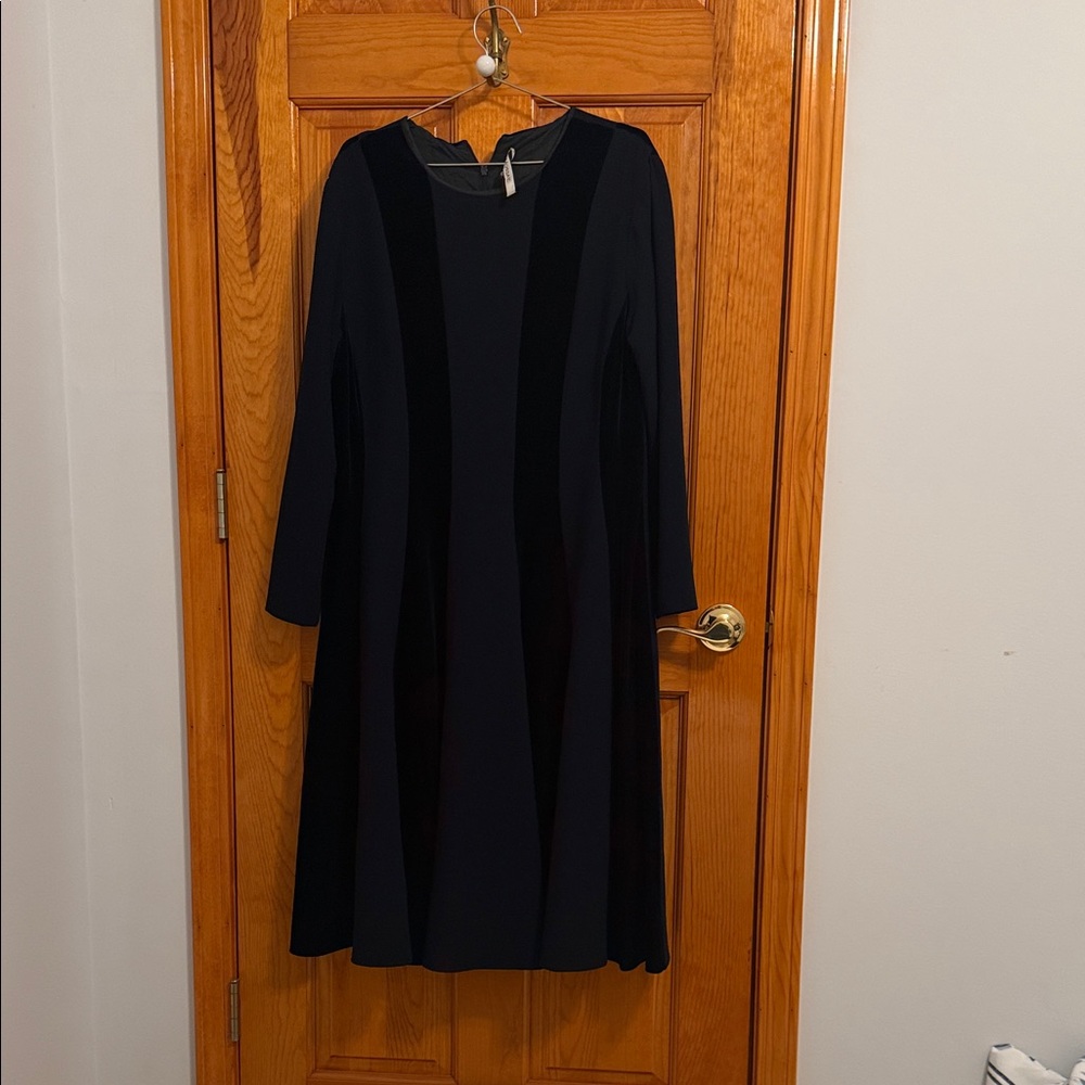 Classic Navy Long-Sleeve A-Line Dress